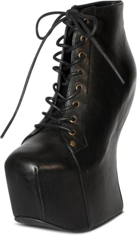 Jeffrey Campbell Zwarte leren sleehak laarzen Black Dames