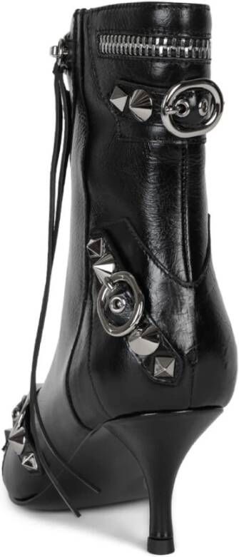 Jeffrey Campbell Zwarte motorfiets geïnspireerde kittenhak laarzen Black Dames