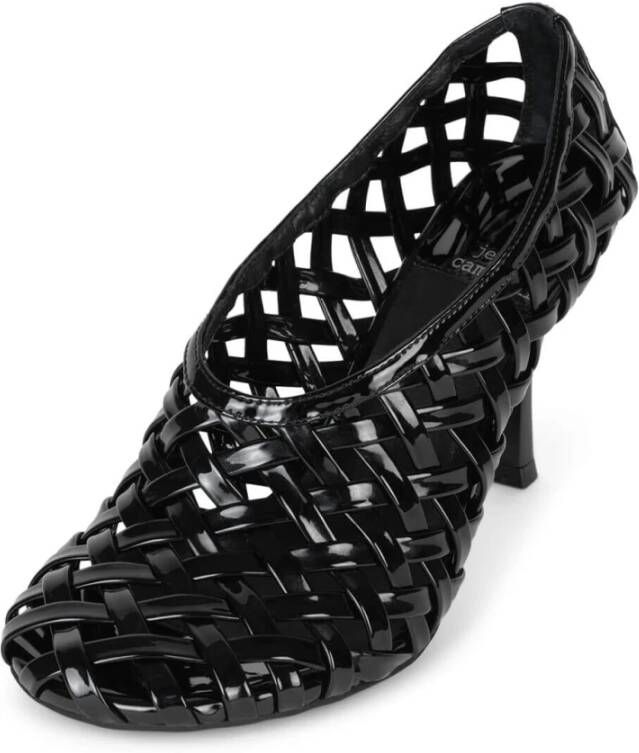 Jeffrey Campbell Zwarte Patent Geweven Stiletto Pomp Black Dames