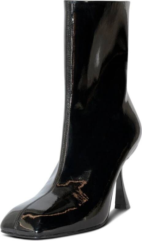 Jeffrey Campbell Zwarte Patent Stretch Enkellaarzen Black Dames