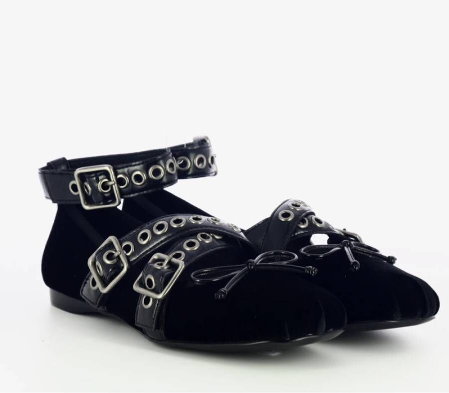 Jeffrey Campbell Zwarte platte schoenen met enkelband Black Dames