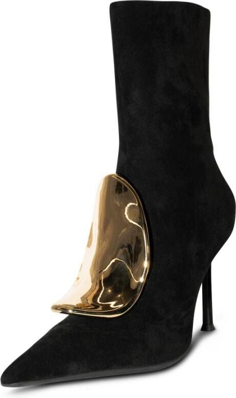 Jeffrey Campbell Zwarte Suède Gouden Ritslaarzen Black Dames