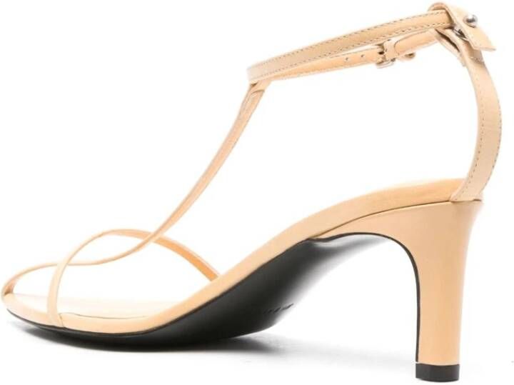 Jil Sander Beige Leren Sandalen met Enkel Sluiting Beige Dames