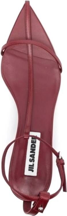 Jil Sander Bordeauxrode Leren Enkelband Sandalen Red Dames