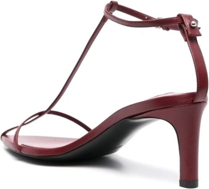 Jil Sander Bordeauxrode Leren Enkelband Sandalen Red Dames