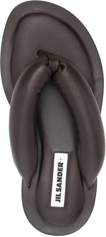 Jil Sander Bruin Leren Teenslipper Sandalen Brown Dames