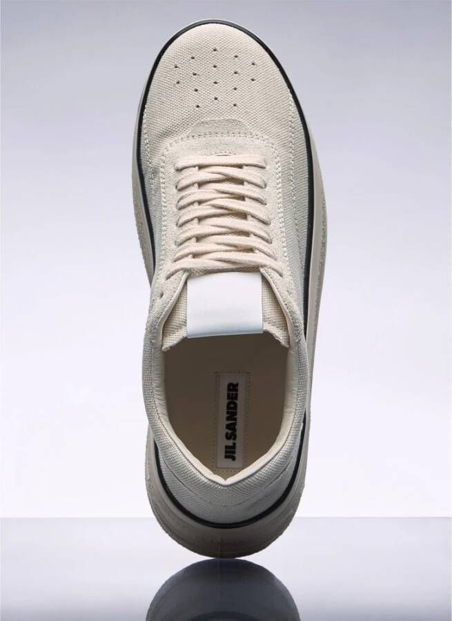 Jil Sander Chunky Sole Canvas Sneakers Beige Heren