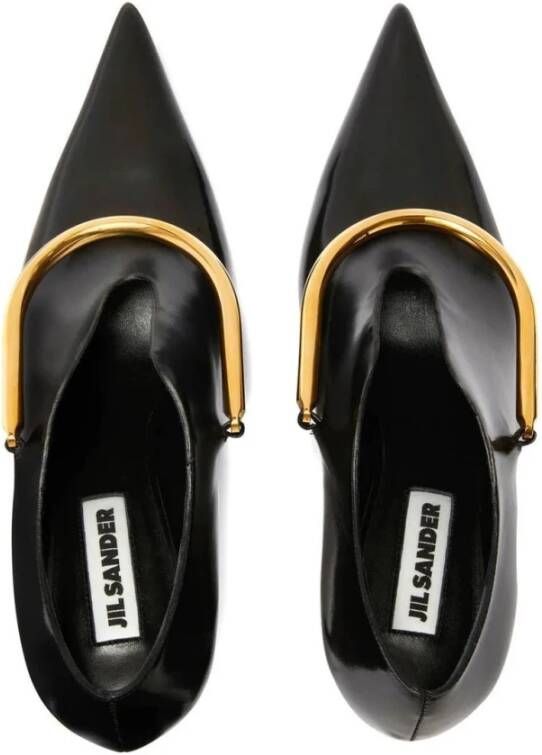 Jil Sander Elegante Zwarte Lage Hak Enkellaarsjes Black Dames