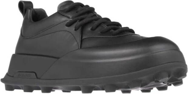 Jil Sander Geperforeerde Leren Lage Sneakers Black Heren