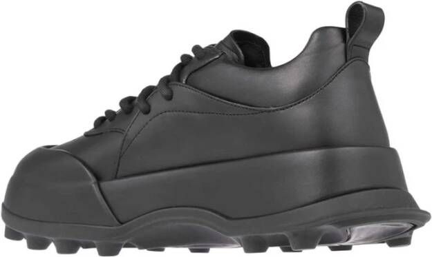 Jil Sander Geperforeerde Leren Lage Sneakers Black Heren