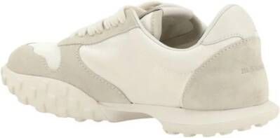 Jil Sander Gestructureerde Platform Sneakers Vetersluiting Stijl Beige Dames