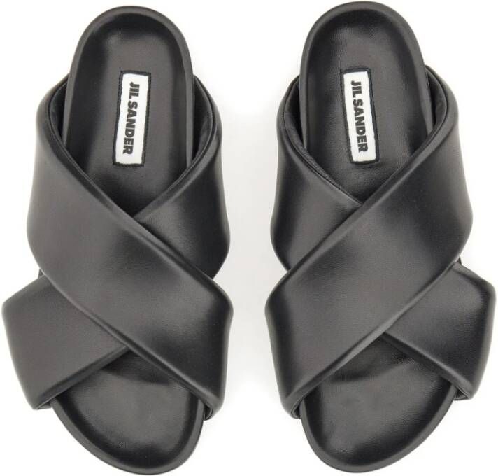 Jil Sander Gevoerde Leren Pantoffels Black Heren