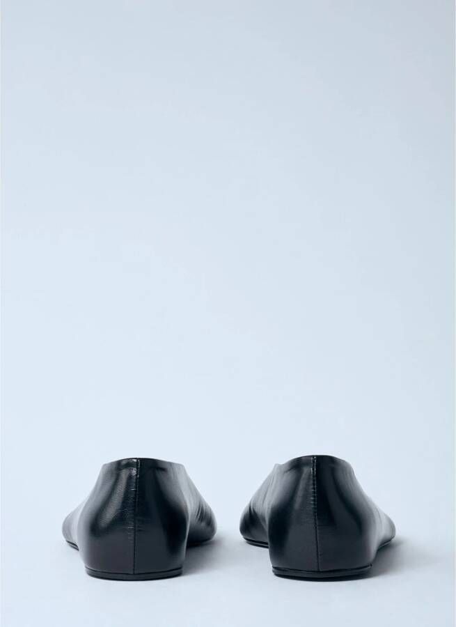 Jil Sander Goud-tone Leren Ballerina Pumps Black Dames