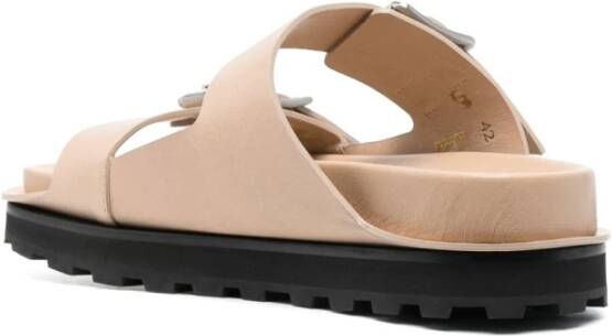 Jil Sander Khaki Dubbele Gesp Leren Sandalen Green Heren