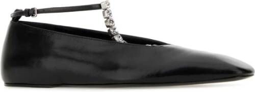 Jil Sander Klassieke Zwarte Leren Ballerina's Black Dames