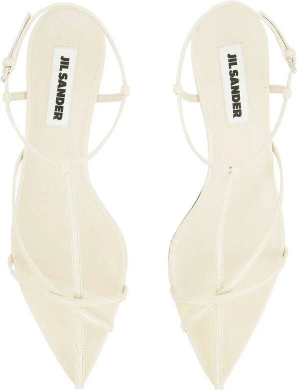 Jil Sander Krijt Kitten Kooi Sandaal Beige Dames