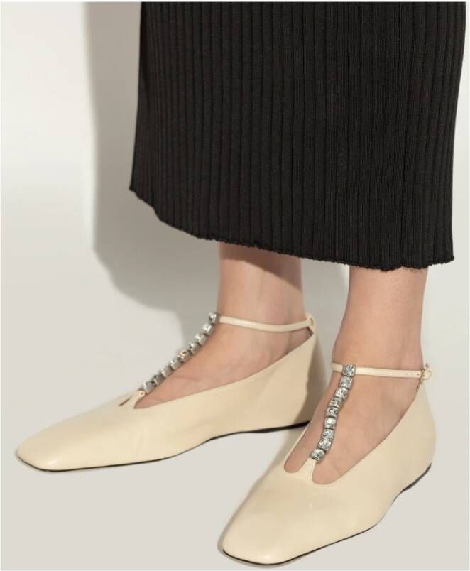 Jil Sander Leren ballerina's Beige Dames