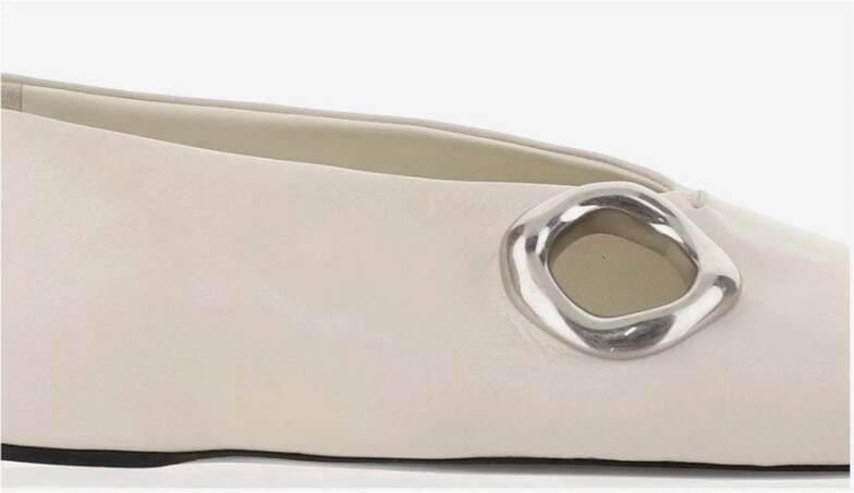 Jil Sander Leren Ballet Flats Gouden Detail Italië White Dames