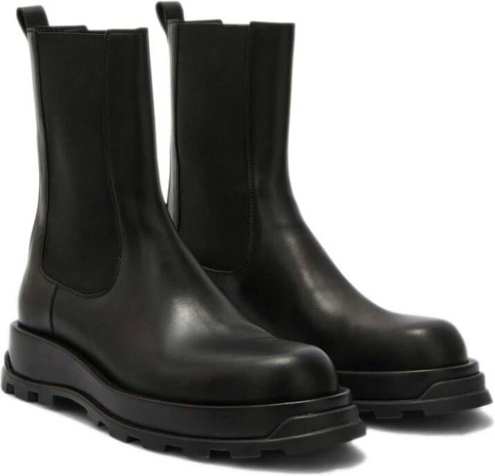 Jil Sander Leren Chelsea Boots met Vibram-buitenzool Black Heren