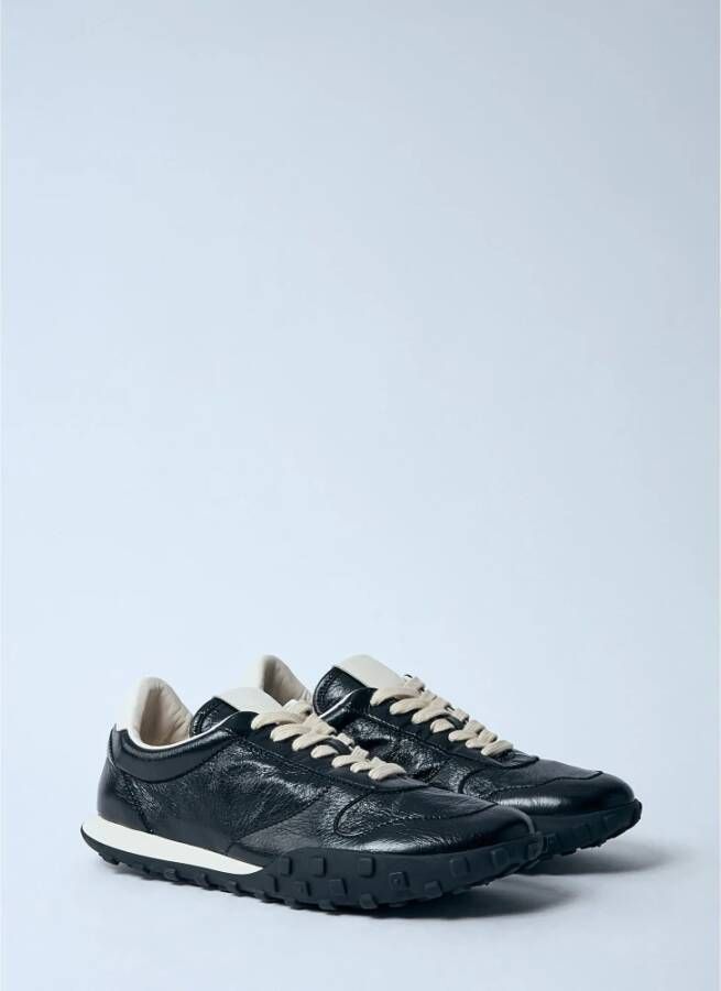 Jil Sander Leren Low-Top Sneakers met Logo Motief Black Dames