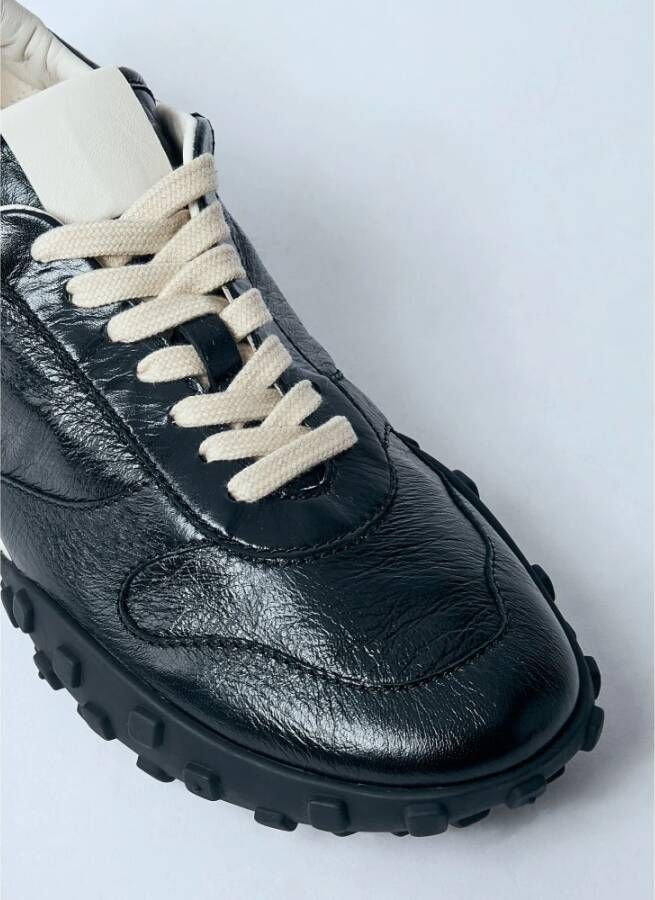 Jil Sander Leren Low-Top Sneakers met Logo Motief Black Dames