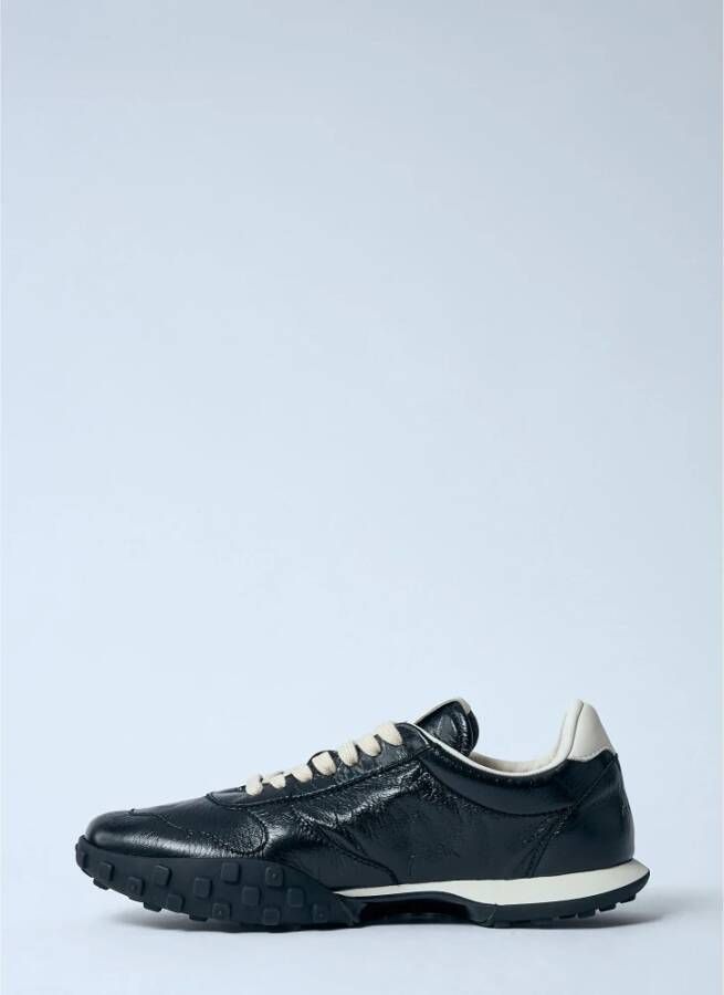 Jil Sander Leren Low-Top Sneakers met Logo Motief Black Dames