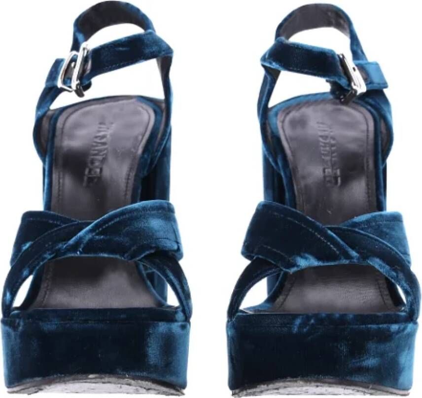 Jil Sander Pre-owned Velvet heels Blue Dames