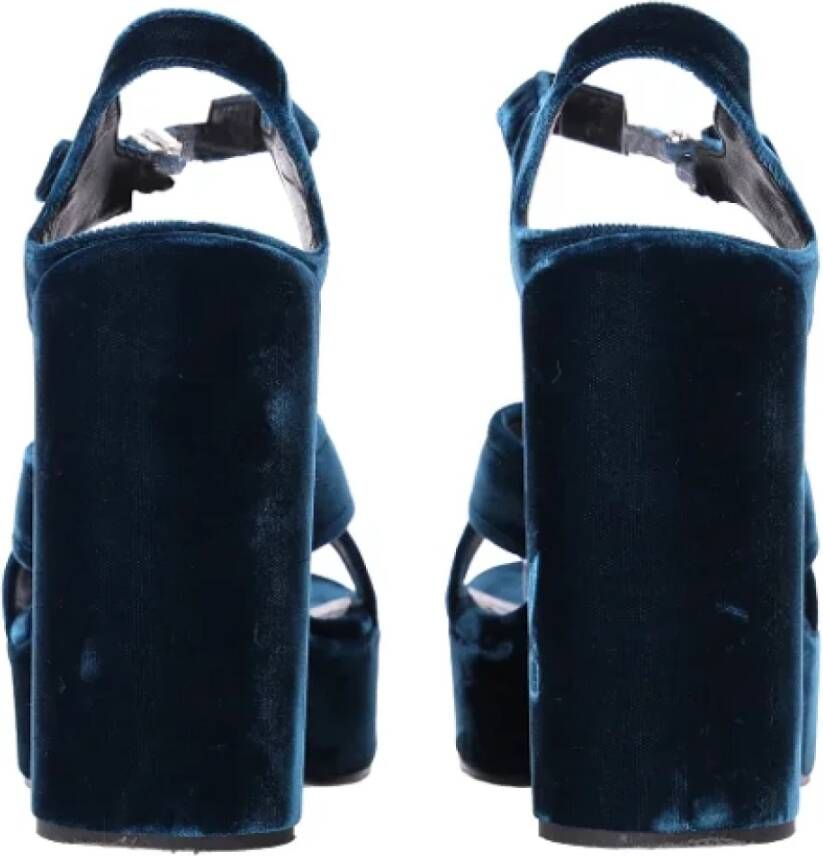 Jil Sander Pre-owned Velvet heels Blue Dames