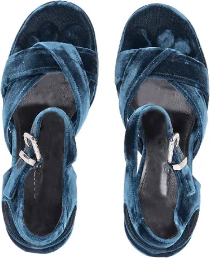 Jil Sander Pre-owned Velvet heels Blue Dames