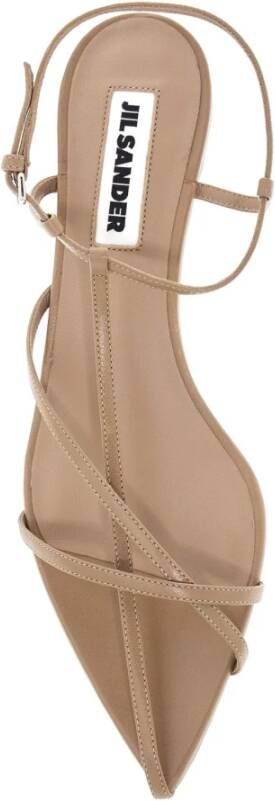 Jil Sander Puntige hoge leren sandalen Beige Dames