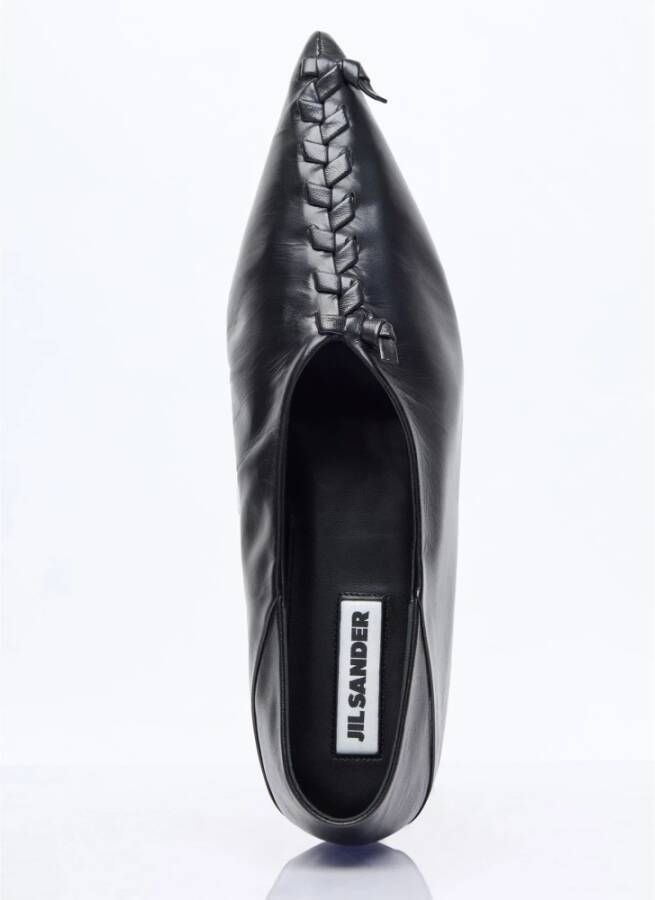 Jil Sander Puntige Leren Ballerina Flats Black Dames