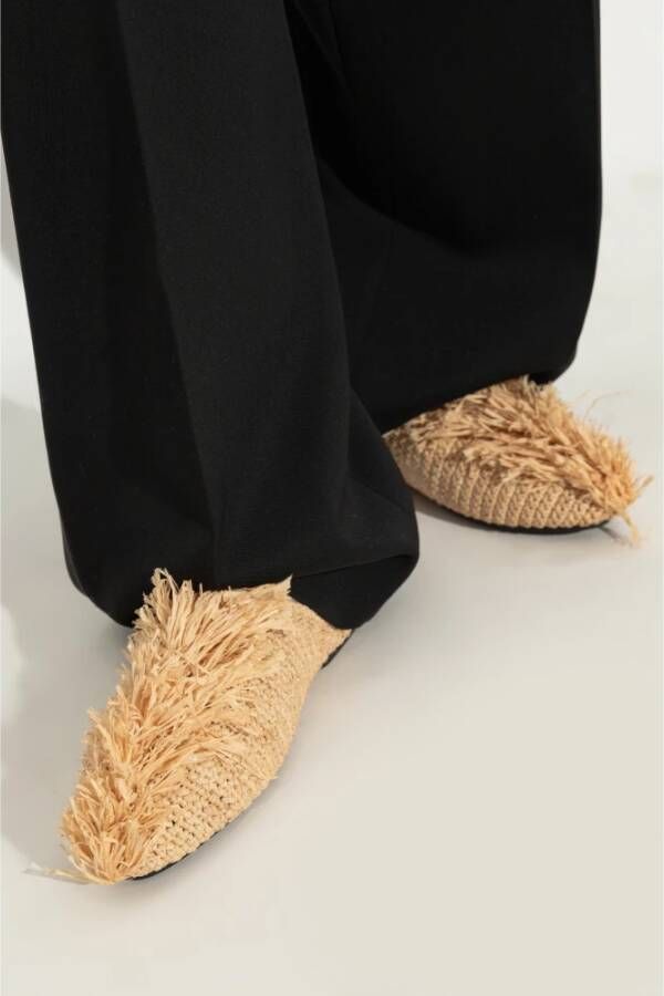 Jil Sander Raffia Slides Beige Dames