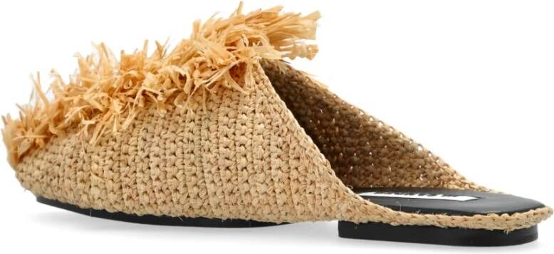 Jil Sander Raffia Slides Beige Dames