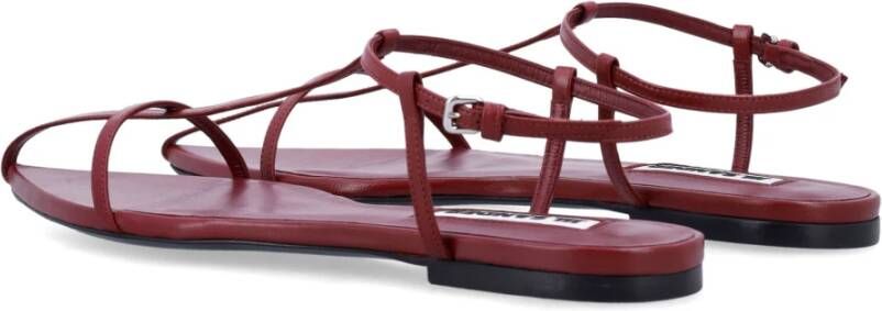 Jil Sander Rode platte kooi sandalen Red Dames