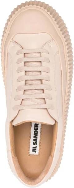 Jil Sander Roze Bio Katoenen Lage Veterschoenen Pink Dames