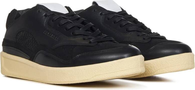 Jil Sander Zwarte Geperforeerde Lage Sneakers Zwart Heren