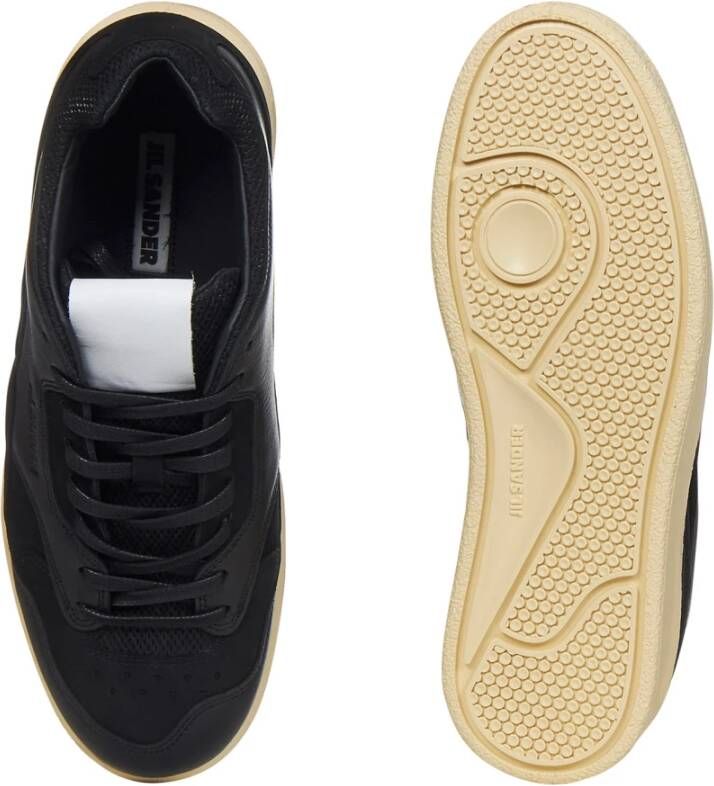 Jil Sander Zwarte Geperforeerde Lage Sneakers Zwart Heren