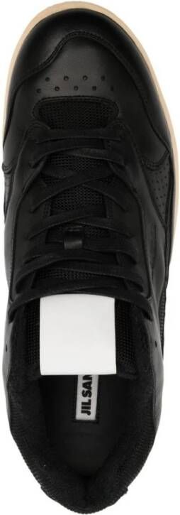 Jil Sander Zwarte lage vetersneakers Zwart Heren