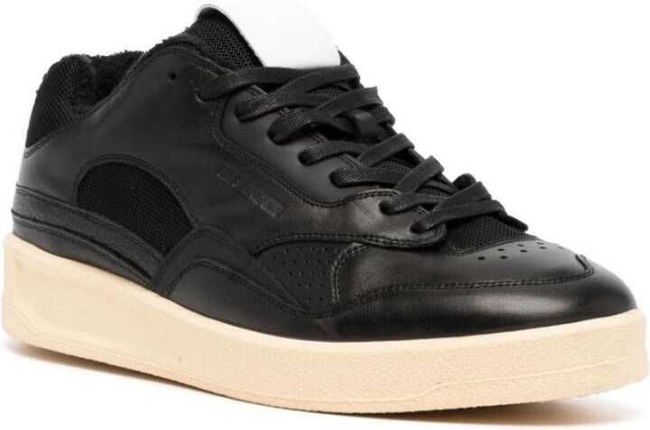 Jil Sander Zwarte lage vetersneakers Zwart Heren