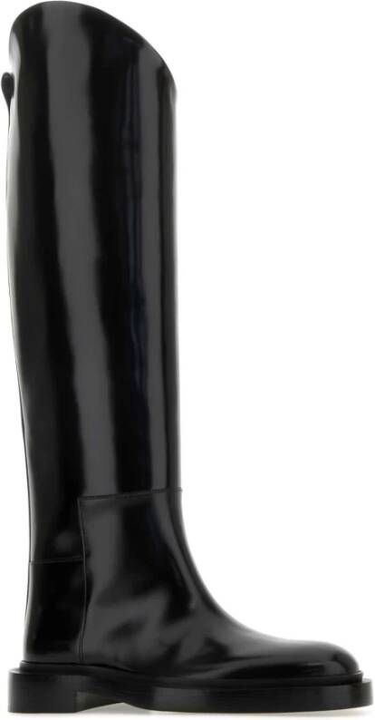 Jil Sander Stijlvolle Zwarte Leren Laarzen Black Dames