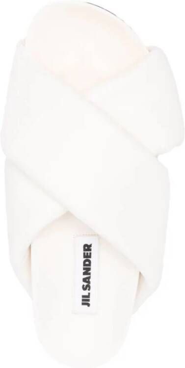 Jil Sander Crossover Strap Sliders met gewatteerd ivoor leer Wit Dames