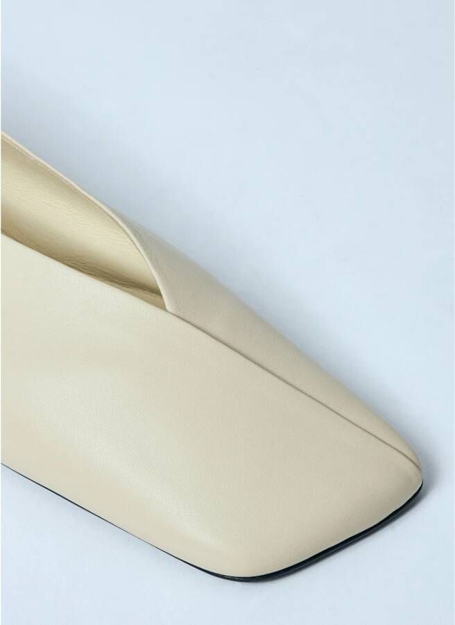 Jil Sander Vierkante Leren Ballerina Flats Beige Dames