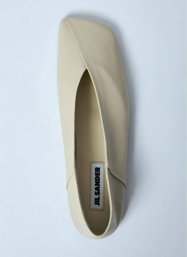 Jil Sander Vierkante Leren Ballerina Flats Beige Dames