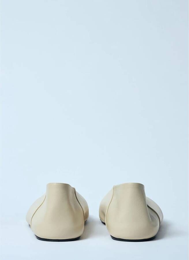 Jil Sander Vierkante Leren Ballerina Flats Beige Dames