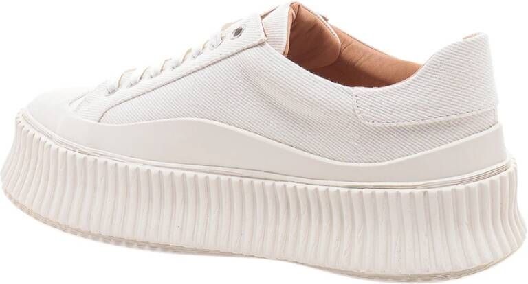 Jil Sander Witte Canvas Sneakers Elegante Stijl White Dames