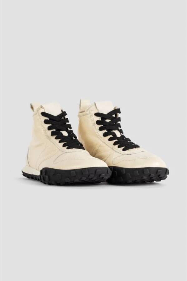 Jil Sander Witte leren hoge sneakers Beige Dames