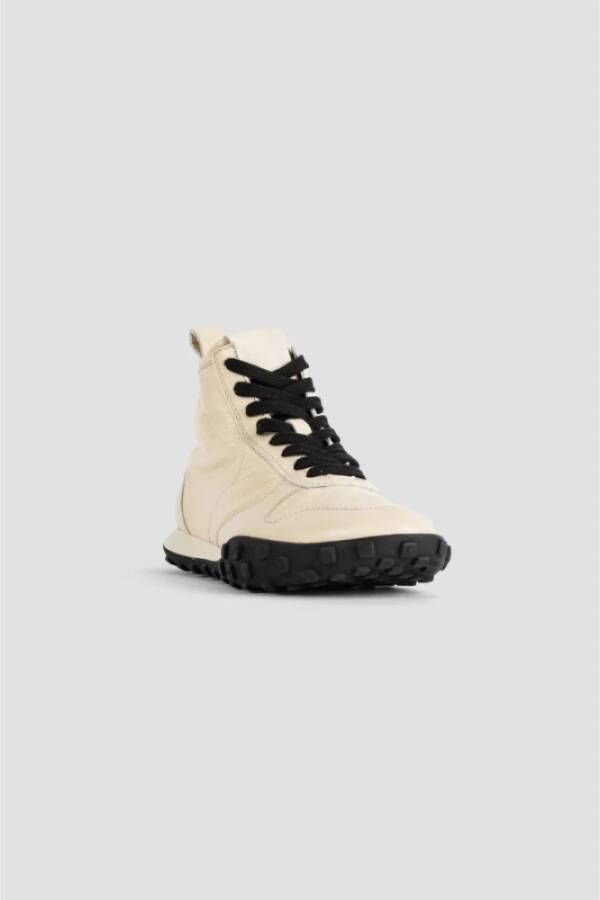 Jil Sander Witte leren hoge sneakers Beige Dames