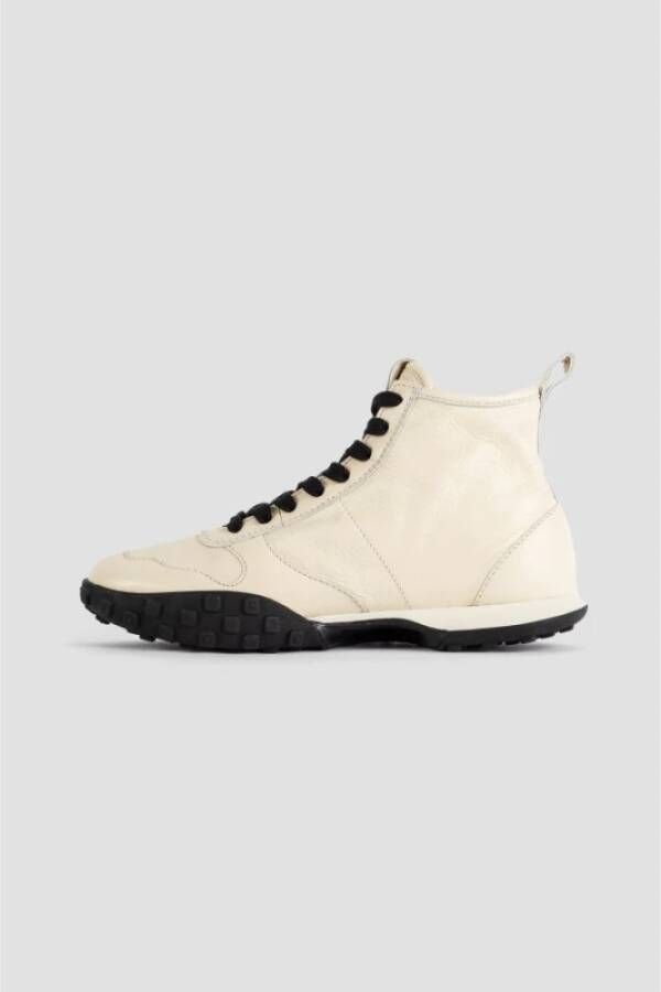 Jil Sander Witte leren hoge sneakers Beige Dames