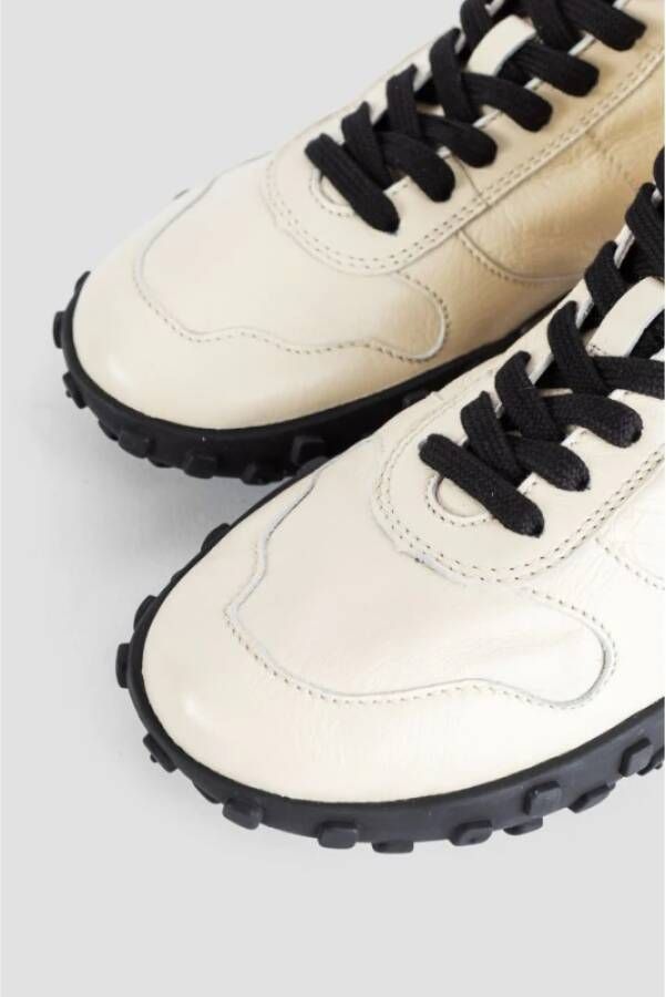 Jil Sander Witte leren hoge sneakers Beige Dames