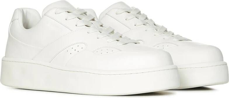 Jil Sander Witte Leren Sneakers met Logo Ingedrukt White Heren